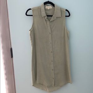 Green Sleeveless Shirt Dress